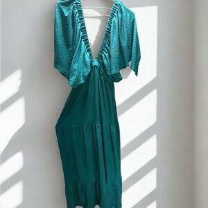 Elegant Teal Backless Dress